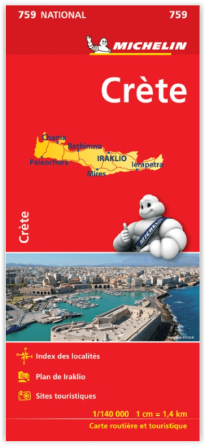 Landkaart Wegenkaart 759 Kreta Griekenland - Michelin
