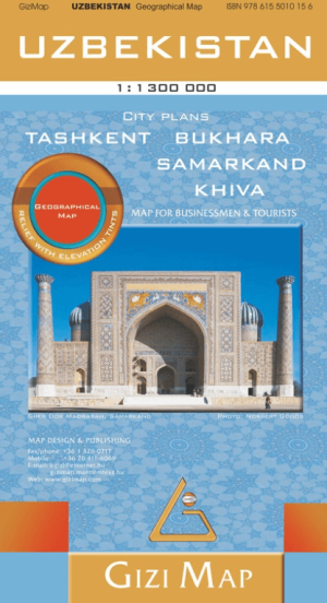 Landkaart Geografisceh Wegenkaart Oezbekistan - GiziMaps