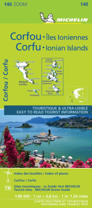 Landkaart Wegenkaart 140 Corfu & the Ionian Islands - Michelin