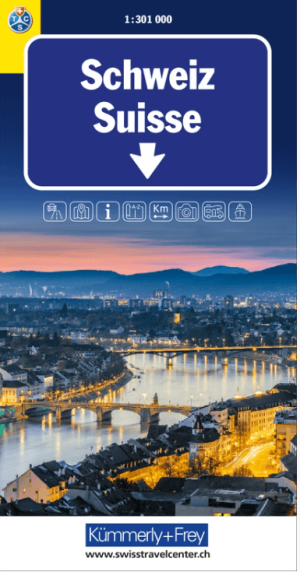 Landkaart Wegenkaart Zwitserland, Suisse, Schweiz, Svizzera - K&F