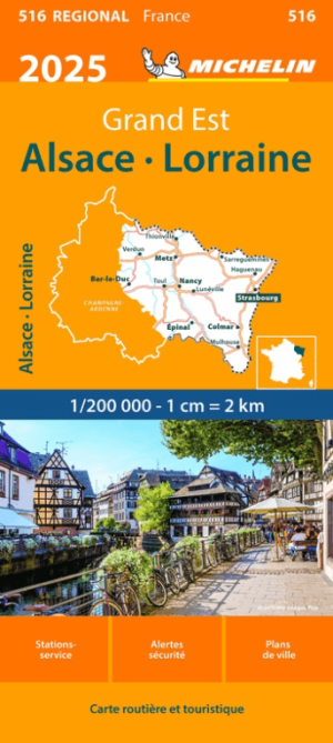 Landkaart Wegenkaart 516 Alsace, Lorraine Grand-Est - Michelin