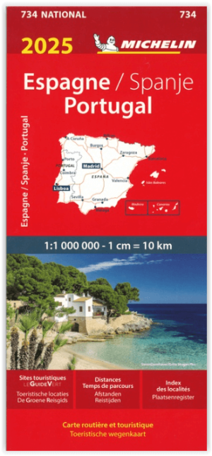 Landkaart Wegenkaart 734 Spanje & Portugal 2025 - Michelin