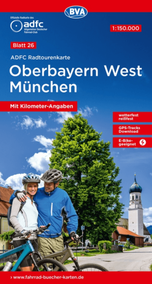Fietskaart 26 Radtourenkarte Oberbayern West & München - ADFC