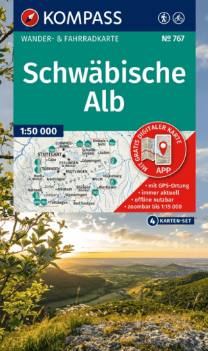 Wandelkaart 767 Schwäbische Alb 4-set - Kompass