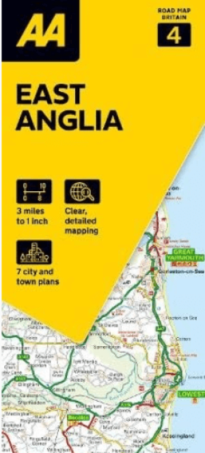 Landkaart Wegenkaart 4 East Anglia - AA