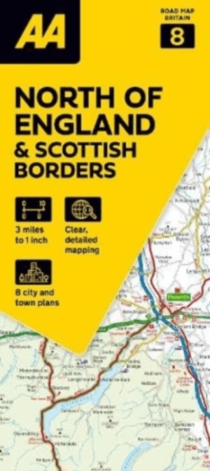 Landkaart Wegenkaart 8 Noord Engeland & Scottish Borders - AA