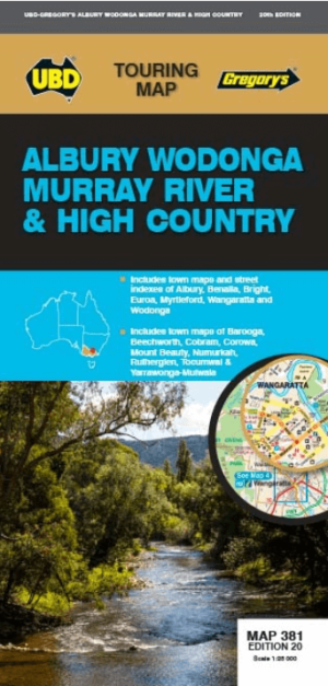 Landkaart Wegenkaart 381 Albury- Wodonga- Murray River- Gregory's