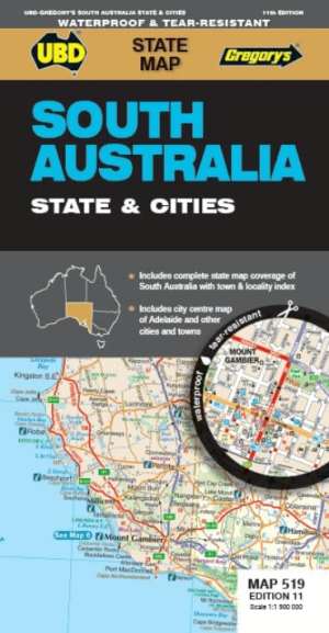 Landkaart Wegenkaart 519 South Australia State & Cities - Gregory