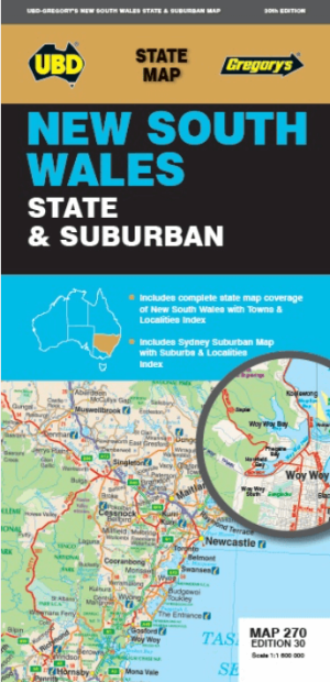 Landkaart Wegenkaart 270 New South Wales State & Suburban - UBD