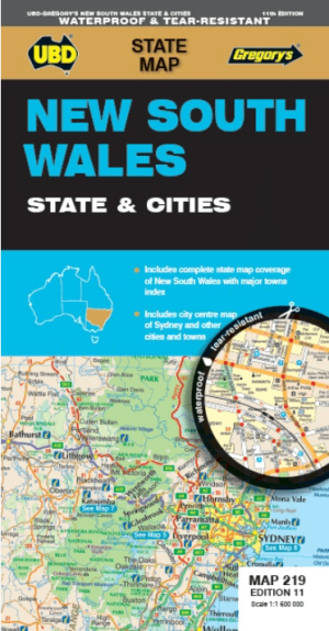 Landkaart Wegenkaart 219 New South Wales State & Cities - Gregory