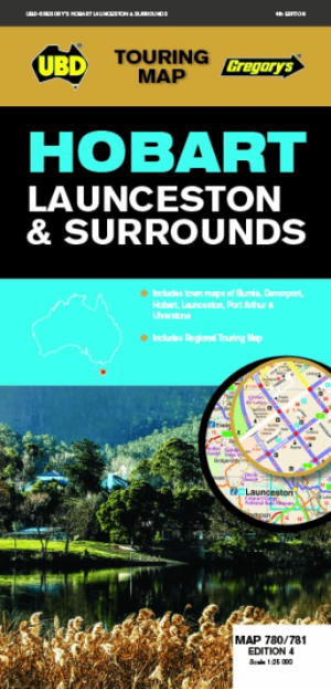 Landkaart Wegenkaart 780-781 Hobart S.E. Tasmania & Launceston