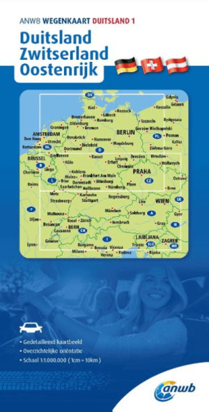Landkaart Wegenkaart 1 Duitsland, Zwitserland & Oostenrijk - Anwb