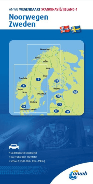 Landkaart Wegenkaart 4 Noorwegen & Zweden - Anwb Media