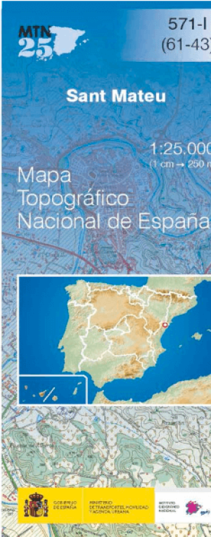 Wandelkaart 00571.1 Sant mateu, Castellon, Valencia - CNIG