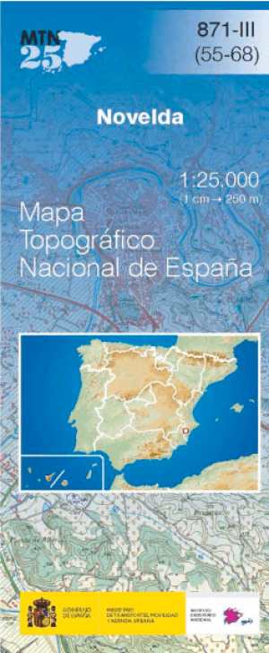 Wandelkaart 000871.3 Novelda, Alicante, Valencia Spanje - CNIG