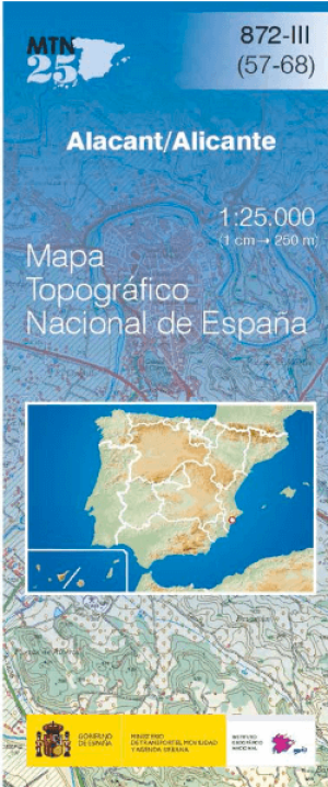 Wandelkaart 000872.3 Alicante, Alicante, Valencia, Spanje - CNIG