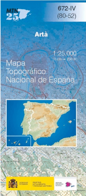 Wandelkaart 000672.4 Artà , Mallorca Balearen Spanje - CNIG