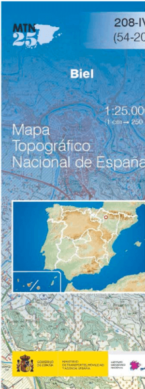 Wandelkaart 00208.4 Biel, Zaragosa, Aaragon - CNIG