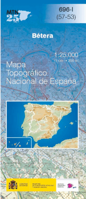 Wandelkaart 000696.1 Bétera, Valencia, Valencia Spanje - CNIG