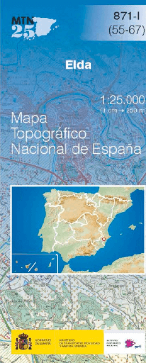 Wandelkaart 000871.1 Elda, Alicante, Valencia Spanje - CNIG