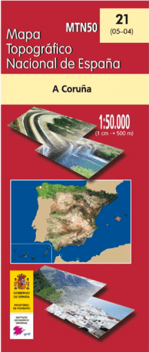 Wandelkaart 0050.0021 A Coruña, A Coruña, Galicië Spanje - CNIG