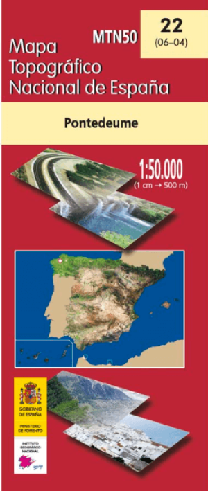 Wandelkaart 0050.0022 Pontedeume, A Coruña, Galicië Spanje - CNIG