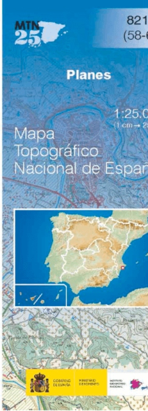 Wandelkaart 000821.2 Planes, Alicante, Valencia Spanje - CNIG