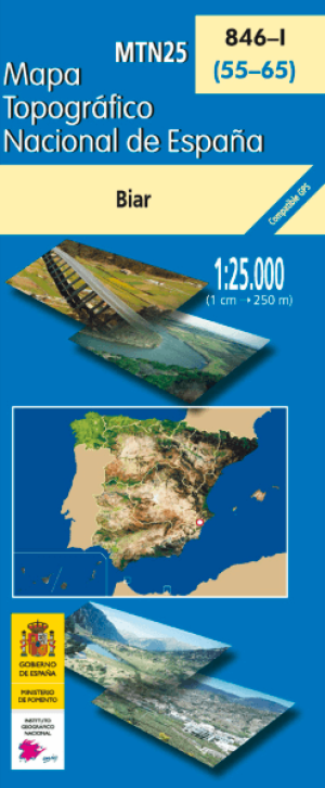 Wandelkaart 000846.1 Biar, Alicante, Valencia Spanje - CNIG