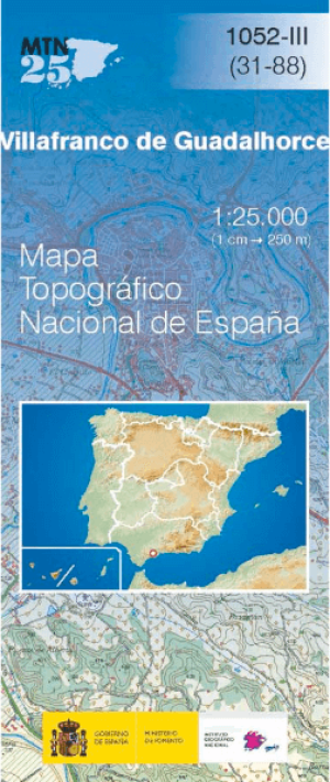 Wandelkaart 001052.3 Villafranco de Guadalhorce, Malaga Andalusië