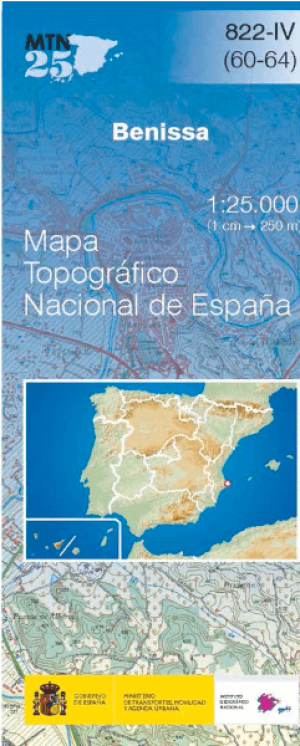 Wandelkaart 000822.4 Benissa, Alicante, Valencia Spanje - CNIG