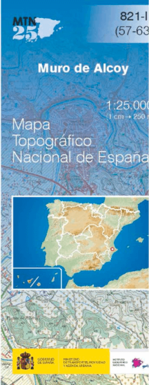 Wandelkaart 000821.1 Muro de Alcoy, Alicante, Valencia Spanje