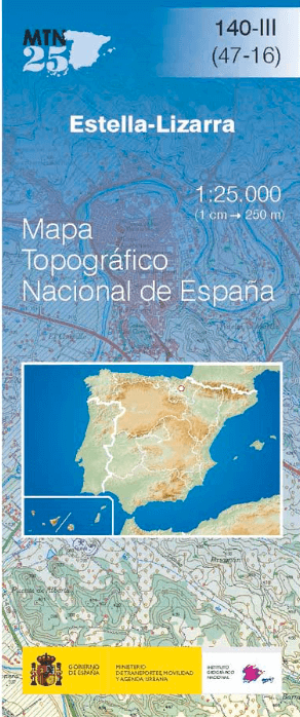 Wandelkaart 00140.3 Estella-Lizarra, Navarra - CNIG