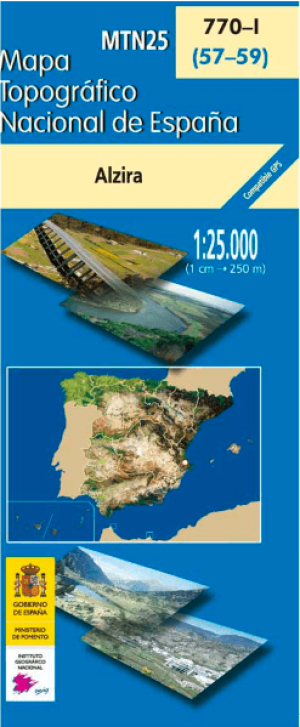 Wandelkaart 000770.1 Alzira, Valencia, Valencia Spanje - CNIG