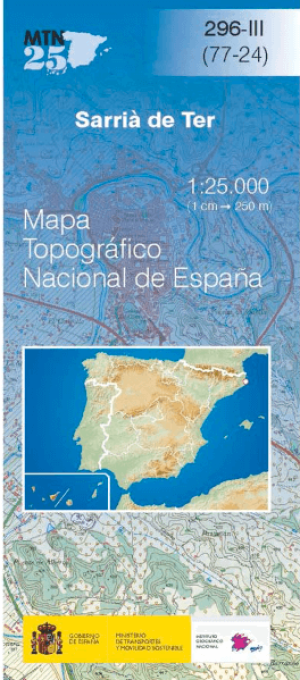 Wandelkaart 0296.3 Sarrià de Ter, Girona, Catalonië - CNIG