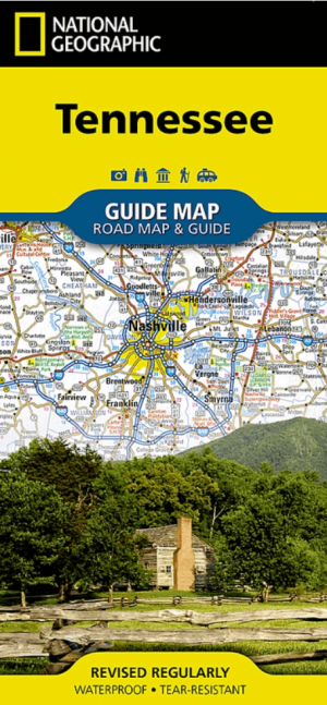 Landkaart Wegenkaart Tennessee State guide map - Nat Geo