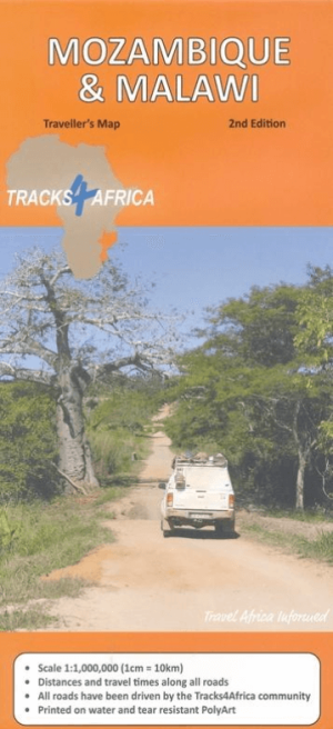 Landkaart Wegenkaart Mozambique & Malawi - Tracks4Afrika