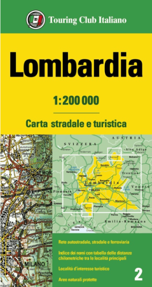 Landkaart Wegenkaart R02 Lombardije - TCI
