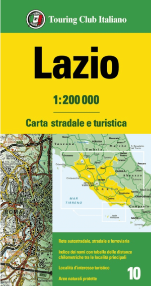 Landkaart Wegenkaart R10 Latium Rome - TCI