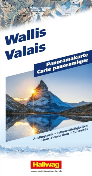 Landkaart Wegenkaart Panoramakaart Wallis Vallais - Hallwag