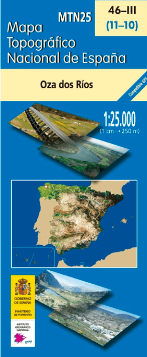Wandelkaart 0046.3 Oza Dos Rios, A Coruna Galicië - CNIG