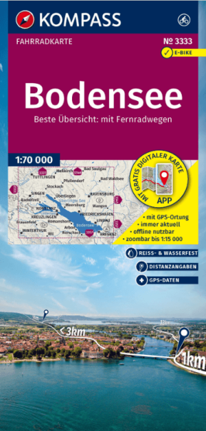 Fietskaart 3333 Bodensee Baden Würtemberg - Kompass
