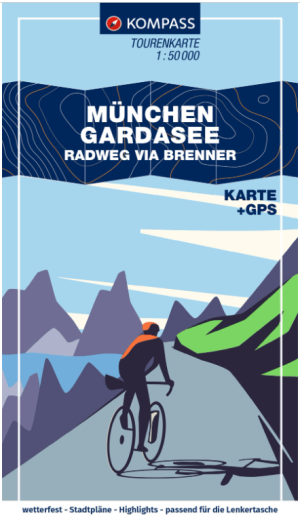 Fietskaart 7060 München-Gardasee-Radweg via Brenner - Kompass
