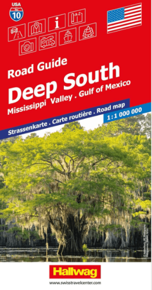 Landkaart Wegenkaart Road Map 10 US Deep South - Hallwag