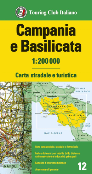 Landkaart Wegenkaart R12 Campanië & Basilicata - TCI