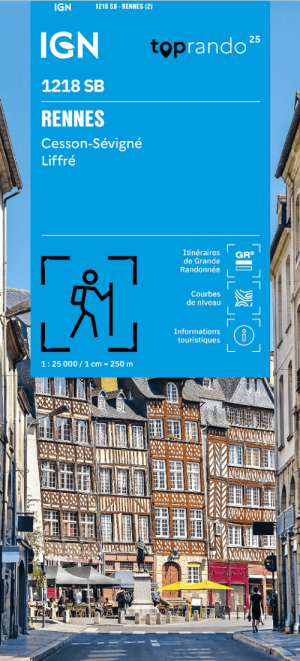 Wandelkaart 1218 SB Rennes- Cesson-Sévigné & Liffré - IGN