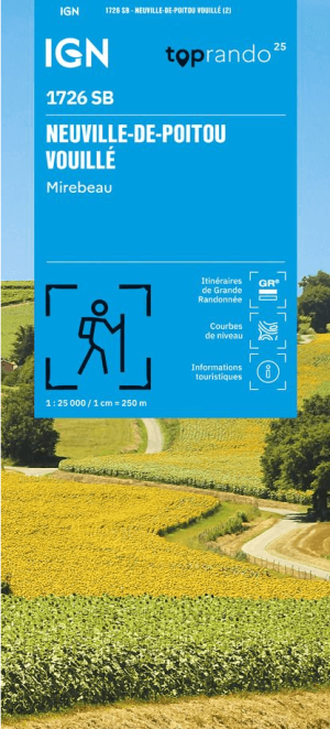 Wandelkaart 1726 SB Neuville-de-Poitou, Vouillé & Mirebeau - IGN