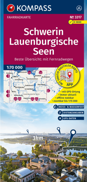 Fietskaart 3317 Schwerin & das Lauenburgische Seen - Kompass