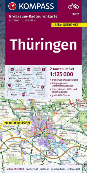 Fietskaart 3707 Thüringen - Kompass Karten