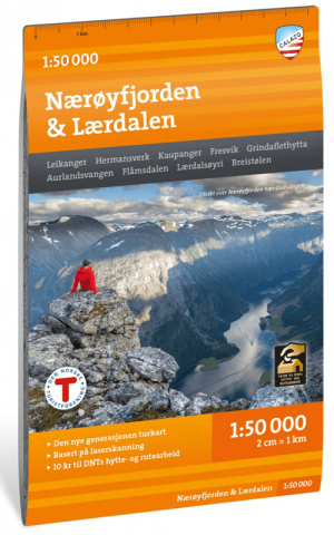 Wandelkaart Tourkaart 255 Nærøyfjorden & Lærdalen - Calazo