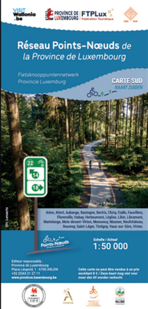 Fietskaart, Fietsknooppuntenkaart Prov. Luxemburg Zuid - NGI